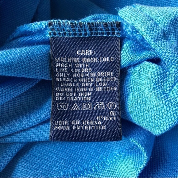 𝅺Ralph Lauren Polo Golf Shirt Big Pony Tailored Fit Cotton Mesh Blue Y2K - Picture 9 of 12
